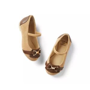 Janie and Jack Suede Bridle Bit Flat in Tan Size 7